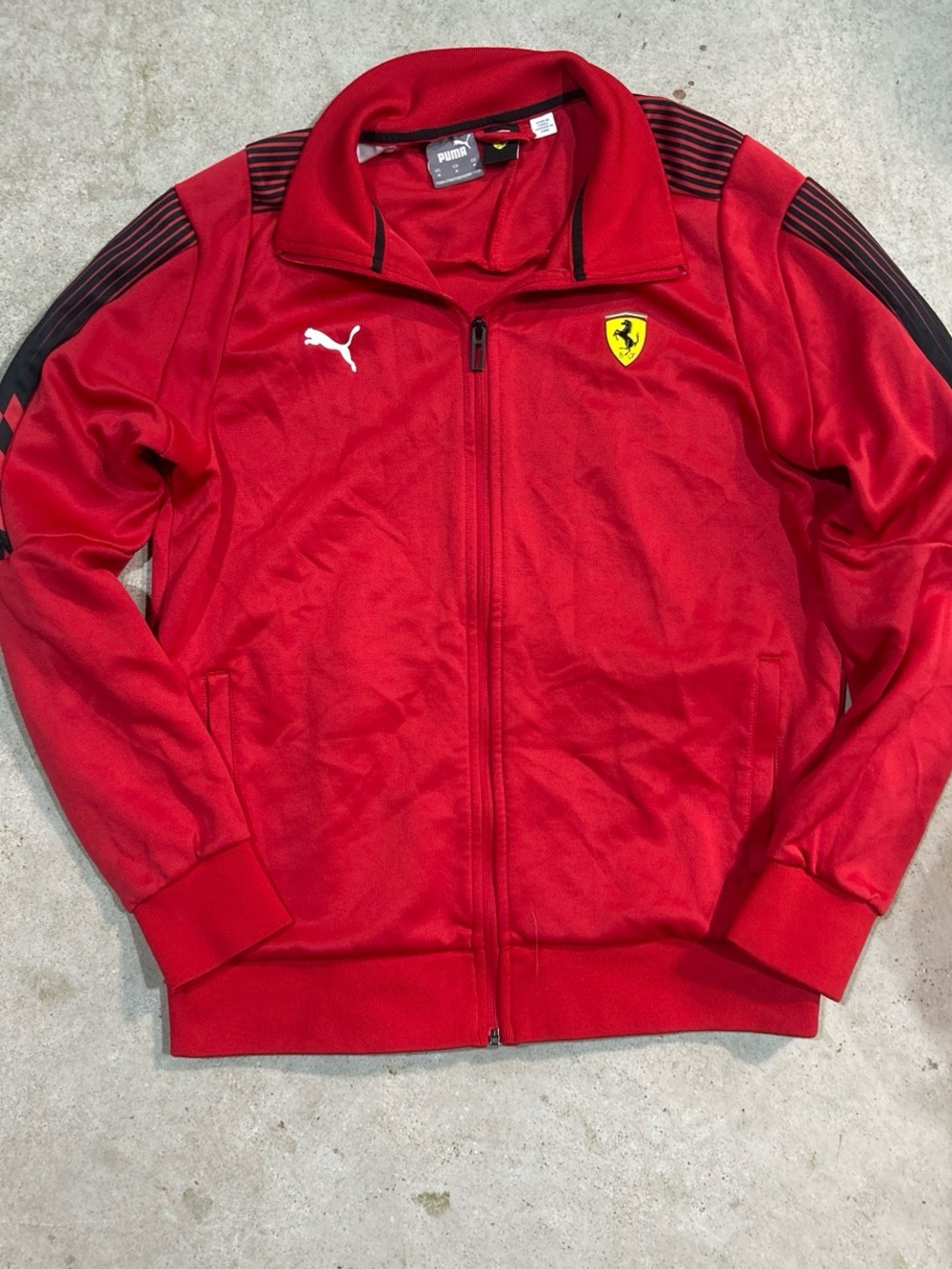 Puma Kids Red Full-Zip Jacket with Ferrari Shield